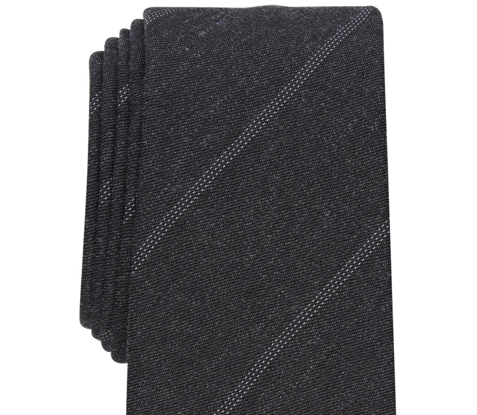 Alfani Men's Slim Stripe Tie Gray  Size Regular