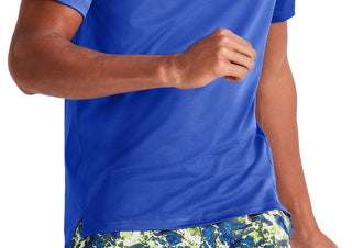 Champion Men's Mvp Script Logo Short Sleeve Crewneck T Shirt Blue Size Medium