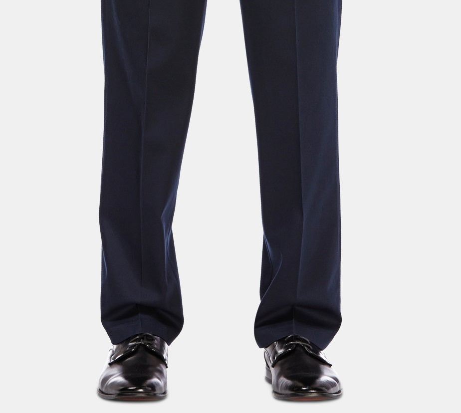 Haggar Men's Premium No Iron Khaki Classic Fit Pleat Hidden Expandable Waist Pants Blue Size 40X32