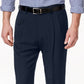 Haggar Men's Eclo Stria Classic Fit Pleated Hidden Expandable Waistband Dress Pants Blue Size 40X32