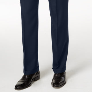 Haggar Men's Eclo Stria Classic Fit Pleated Hidden Expandable Waistband Dress Pants Blue Size 40X32