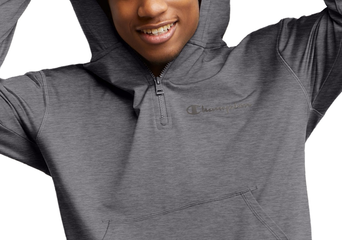 Champion Men's All Day Mvp Quarter Zip Hoodie Gray Size Medium