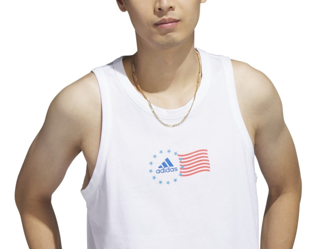 adidas Men's American Flag Tank White Size Large