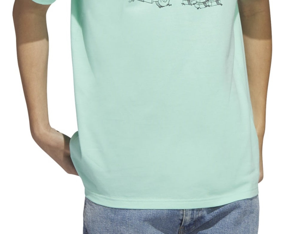 adidas Men's Short Sleeve Crewneck Food Truck Graphic T Shirt Green Size Medium