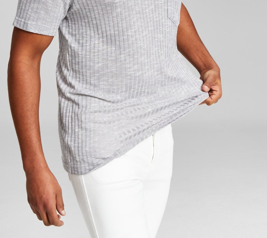 And Now This Men's Ribbed Pocket Knit Short Sleeve Shirt Gray Size XX-Large