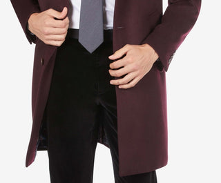Tallia Men's Overcoat with Removable Sherpa Collar Coat Red Size X-Large