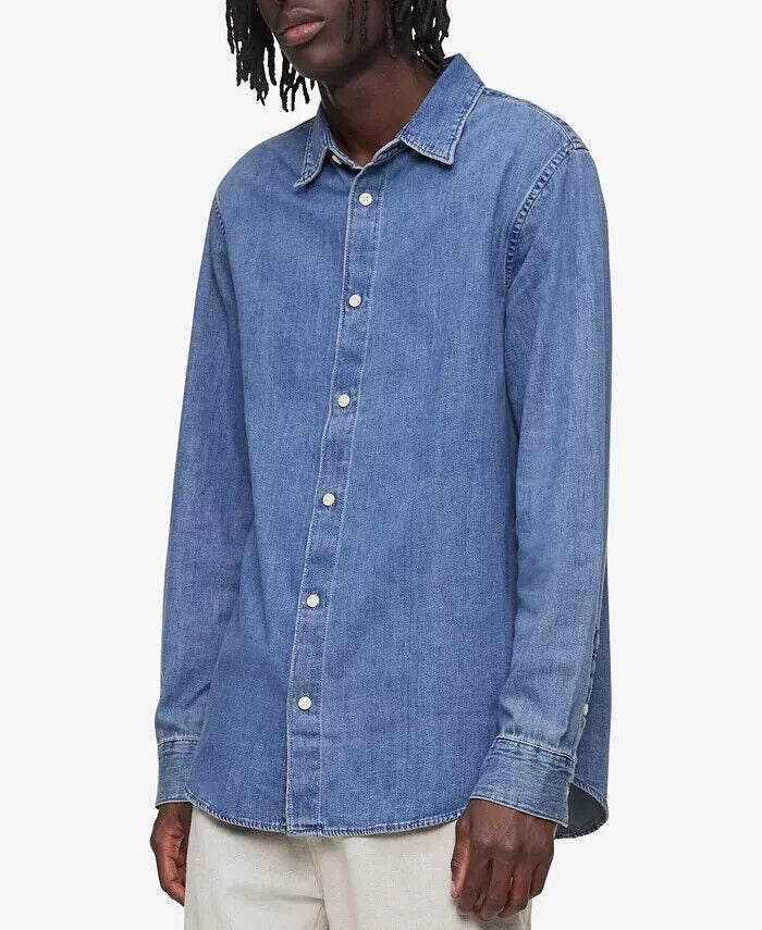 Calvin Klein Men's Vintage Denim Shirt Blue Size X-Large