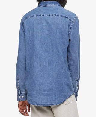 Calvin Klein Men's Vintage Denim Shirt Blue Size X-Large