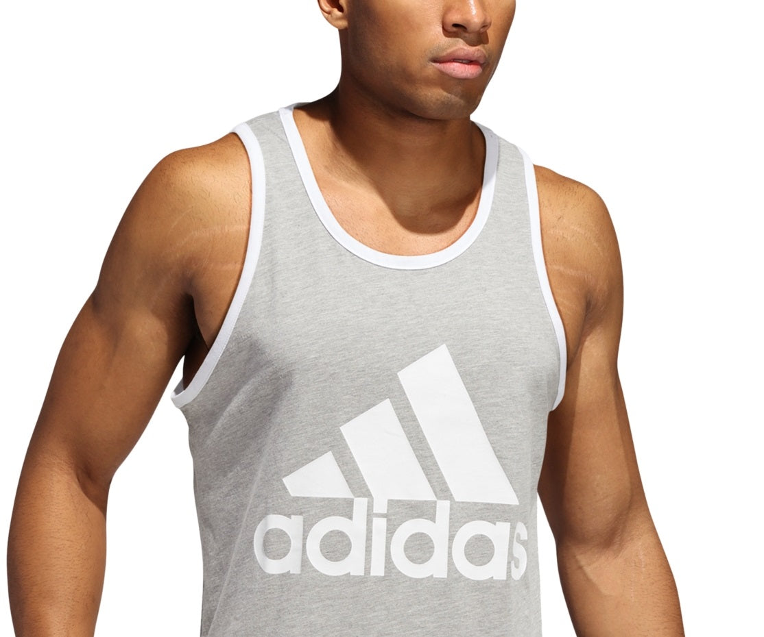 adidas Men's Badge Of Sport Logo Graphic Tank Gray Size Large