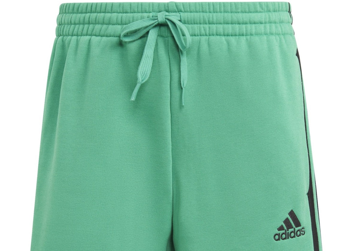 adidas Men's 3 Stripes 10 Fleece Shorts Green Size Large