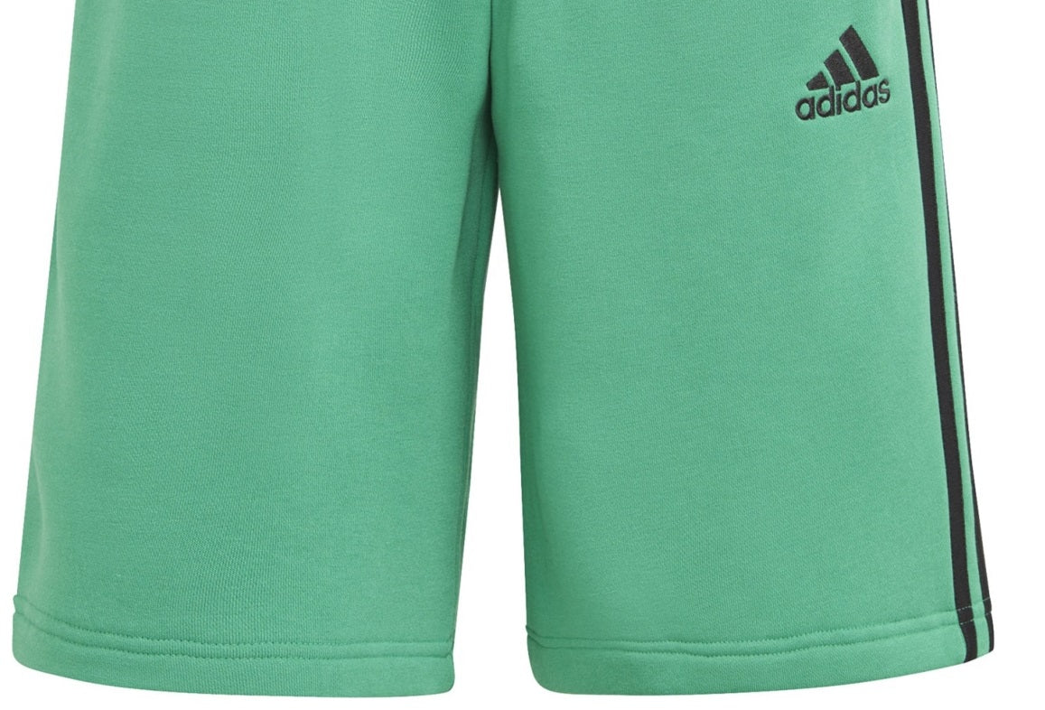 adidas Men's 3 Stripes 10 Fleece Shorts Green Size Large