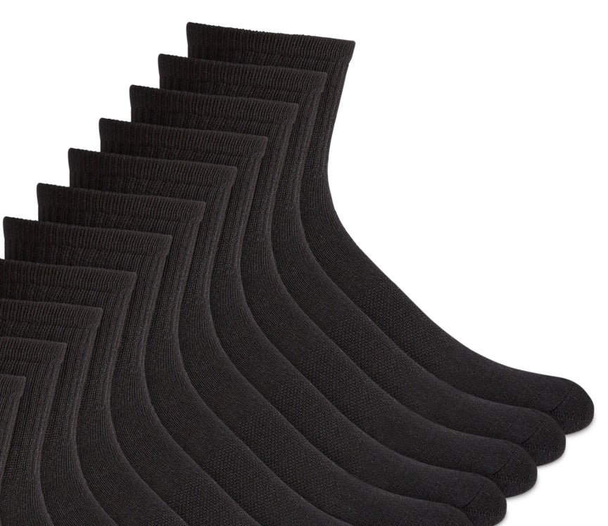 Club Room Men's Quarter 12 pack Socks Black Size 10-13