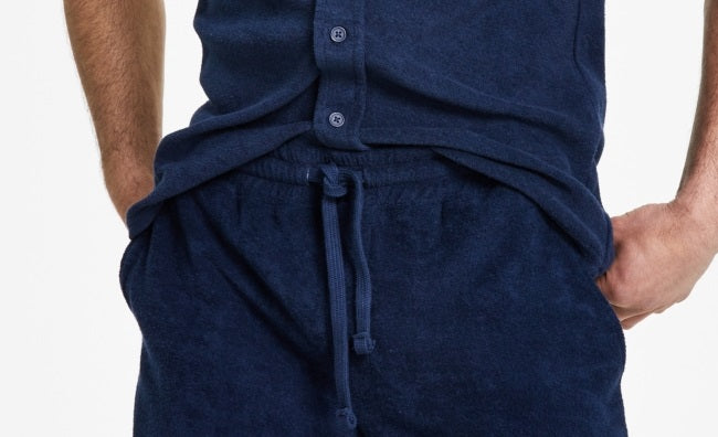 Sun + Stone Men's Towel French Terry Shorts Blue Size Small