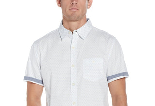 Weatherproof Vintage Men's Peached Poplin Short Sleeve Button Down Shirt White Size Small
