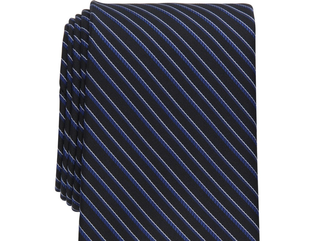 Club Room Men's Watts Striped Tie  Black  Size Regular