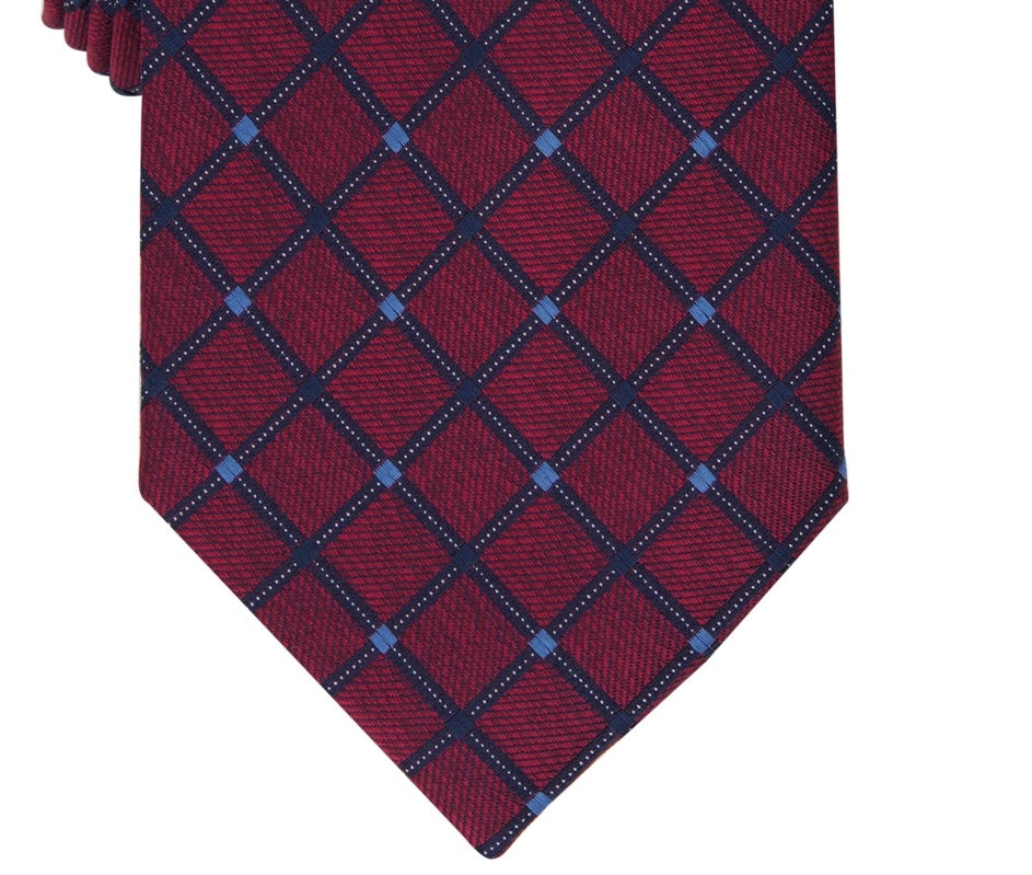 Club Room Men's Stanton Grid Tie  Red  Size Regular