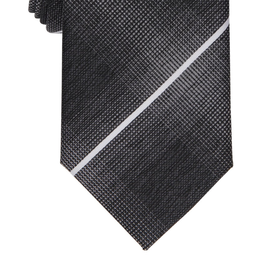 Alfani Men's Slim Plaid Tie Black  Size Regular