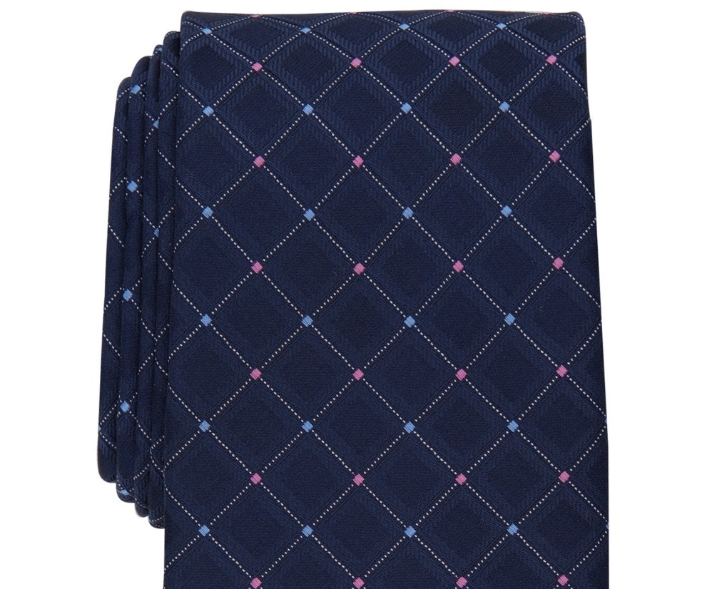 Club Room Men's Amboy Grid Tie Blue Size Regular