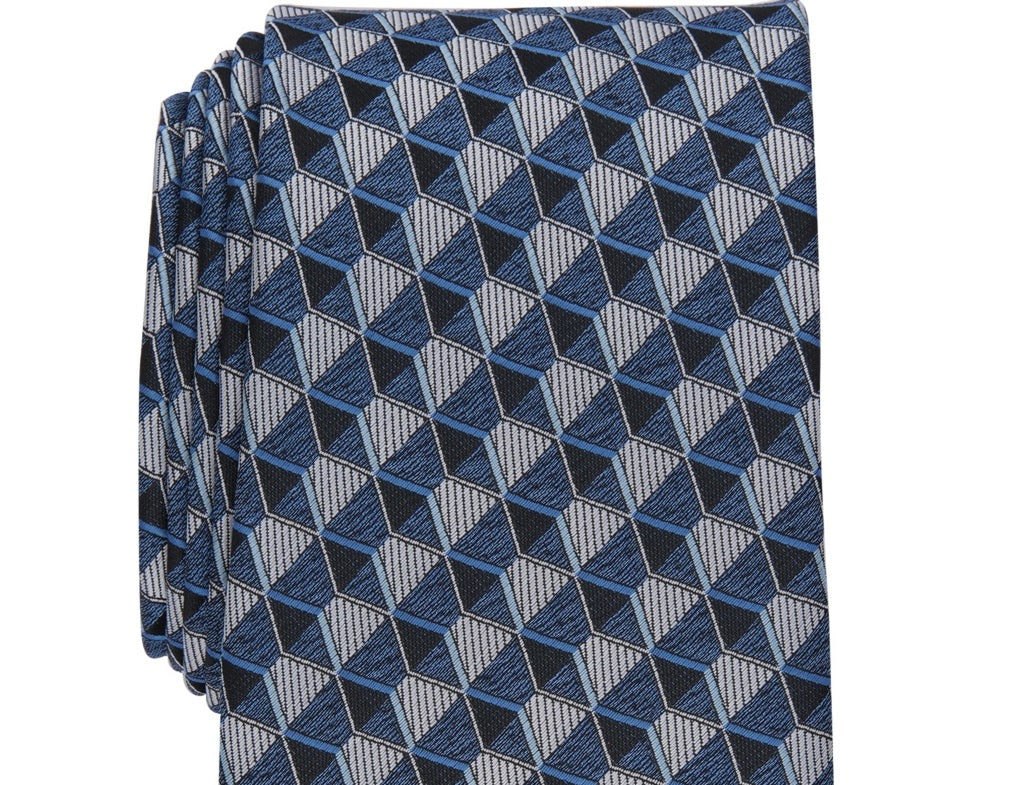 Perry Ellis Men's Dunstan Geometric Print Tie Blue Regular