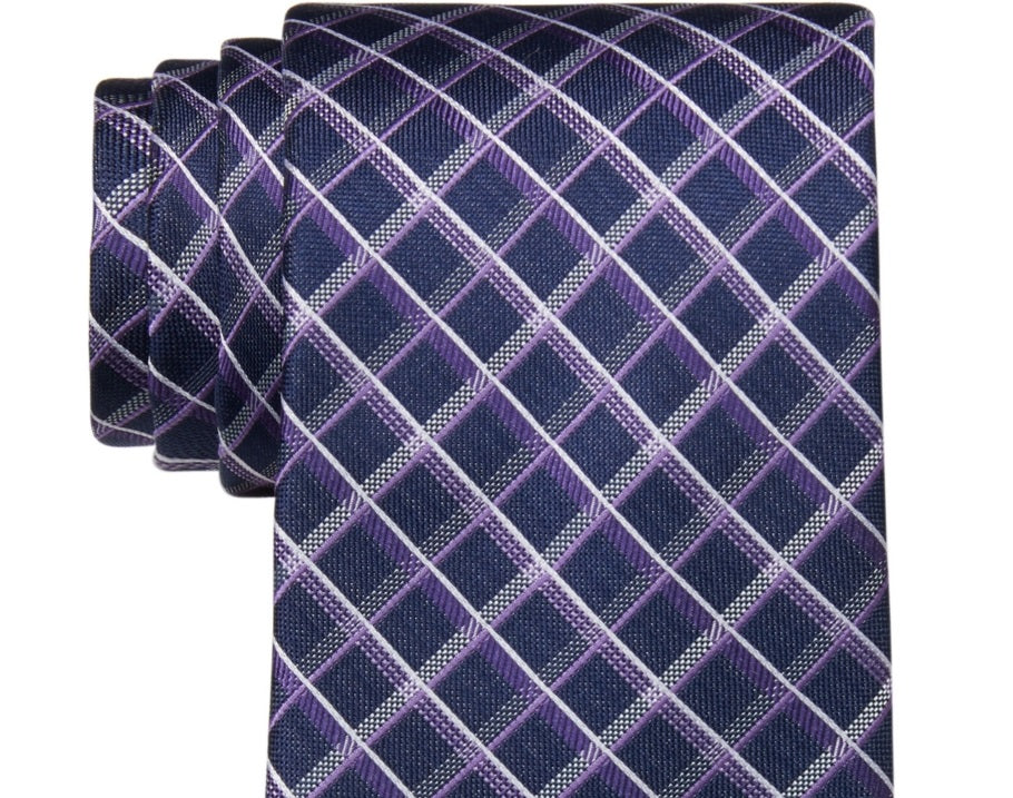 Michael Kors Men's Check Tie Purple Size Regular
