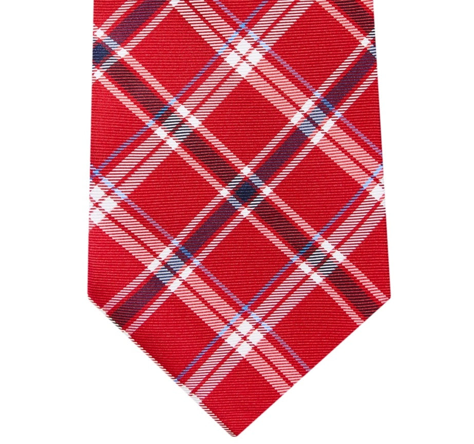 Tommy Hilfiger Men's Chicago Classic Plaid Tie Red Size Regular