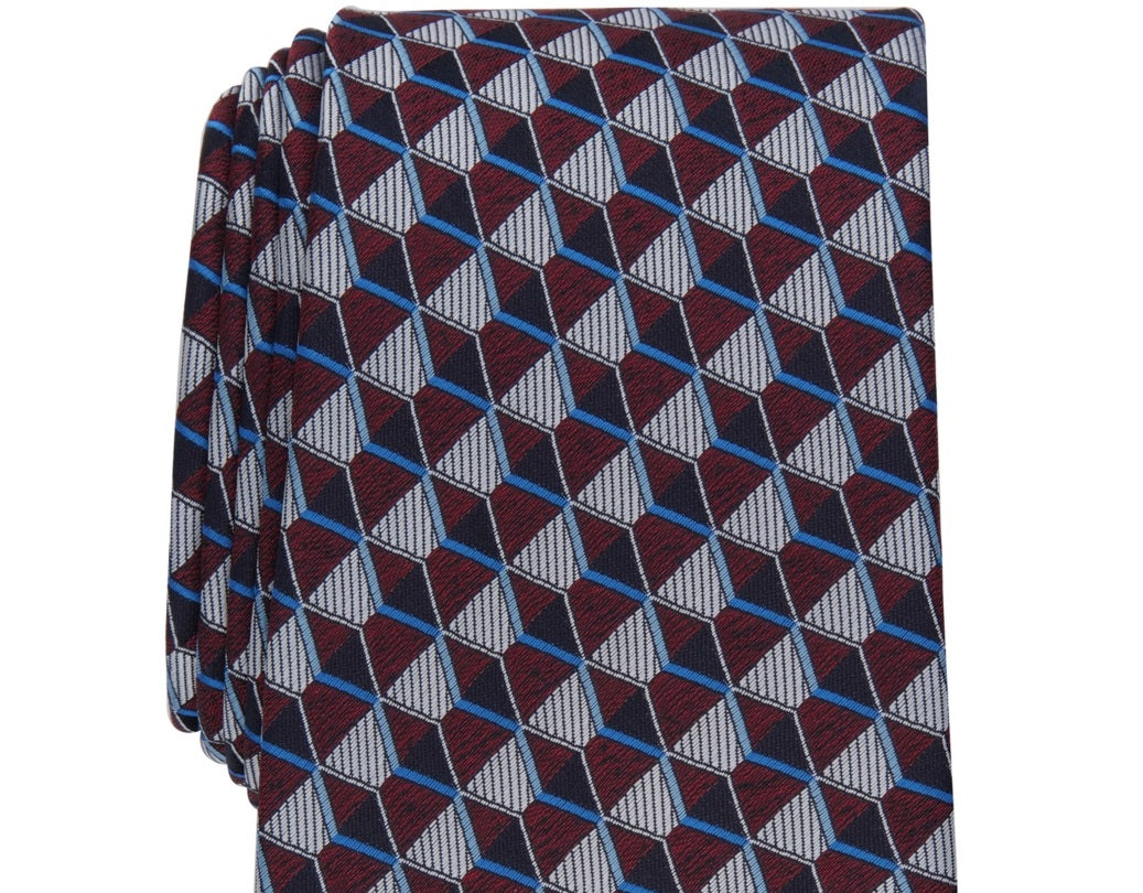 Perry Ellis Men's Dunstan Geometric-Print Tie Red Size Regular