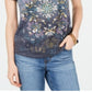 Style & Co Women's Embellished Handkerchief Hem T-Shirt Gray Size Petite X-Small