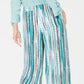 JM Collection Women's Printed Wide Leg Pants Blue Size X-Large