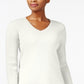 Karen Scott Women's Cotton V Neck Sweater White Size XX-Large