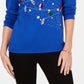 Karen Scott Women's Cotton Holiday Lights Sequin Top Blue Size X-Large