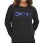 DKNY Patch-Sequin Logo Sweatshirt Black/Blue Size XXS