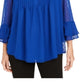 Charter Club Women's Double Ruffle Textured Pintuck Top Blue Size X-Small