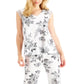 Charter Club Women's Printed Lace Trim Pajamas Set  White Size X-Large