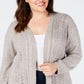Karen Scott Women's Pointelle Open Front Cardigan Beige Size 4X