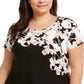 Alfani Women's Printed T Shirt  Black Size 1X