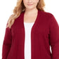 Karen Scott Women's Open Front Cable Knit Cardigan Red Size 0X