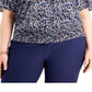 Michael Kors Women's Floral V Neck Top Blue Size 1X