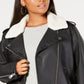 Levi's Women's Faux Leather Fleece Trimmed Moto Jacket Black Size 1X