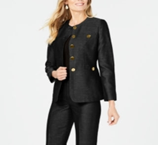Le Suit Women's Button Detail Pantsuit Black Size 18