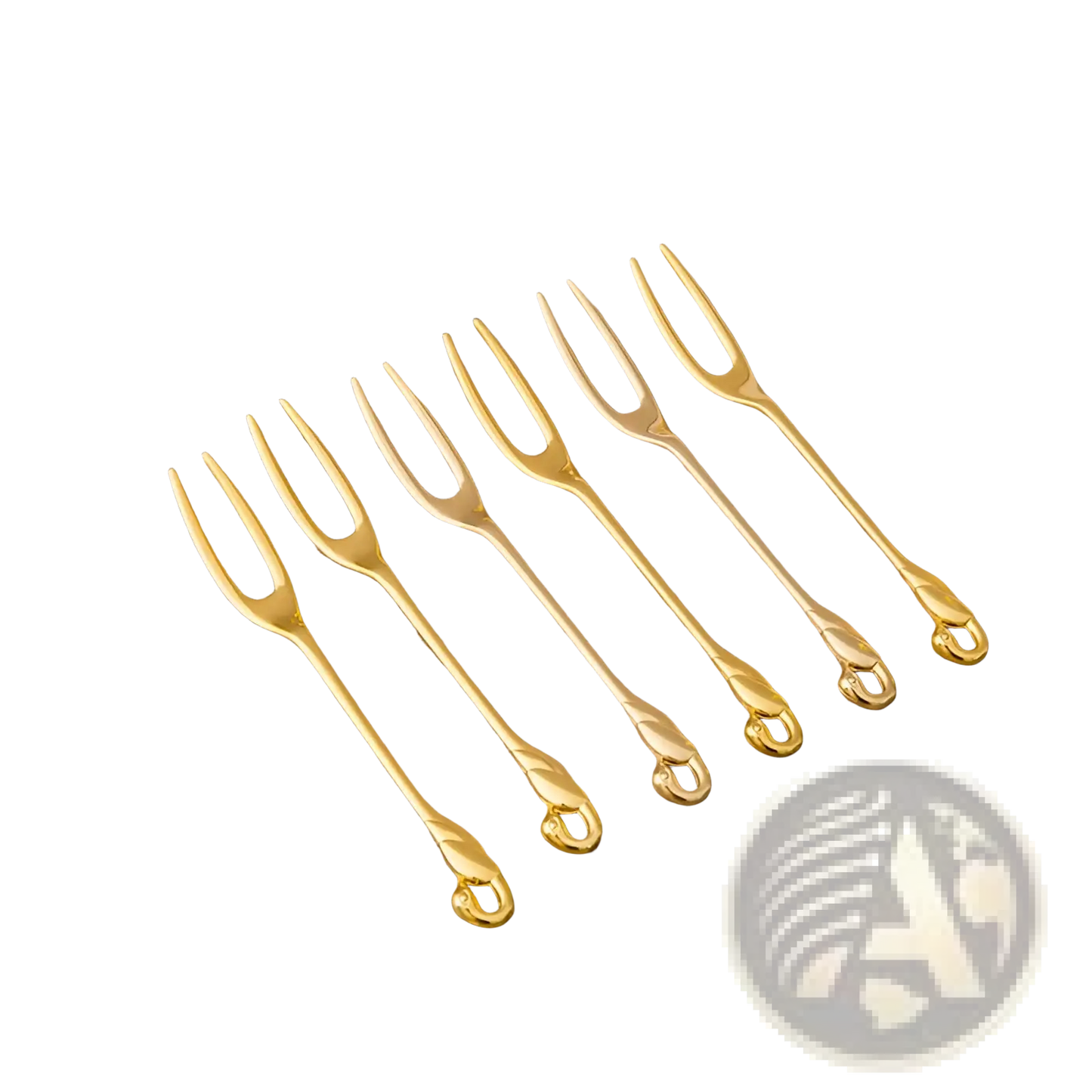 Swan Cutlery Set Gold Dessert Spoons and Forks