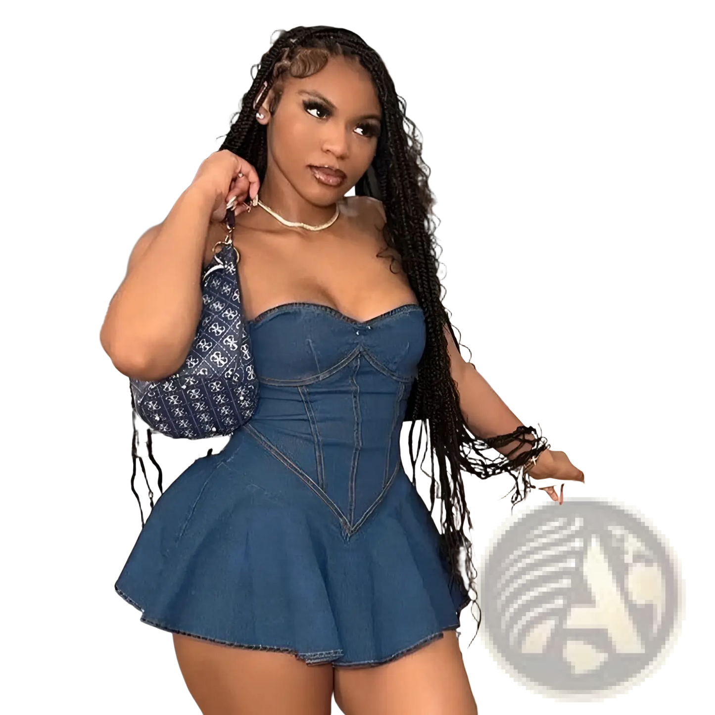Sweetheart Neckline Denim Corset Mini Dress