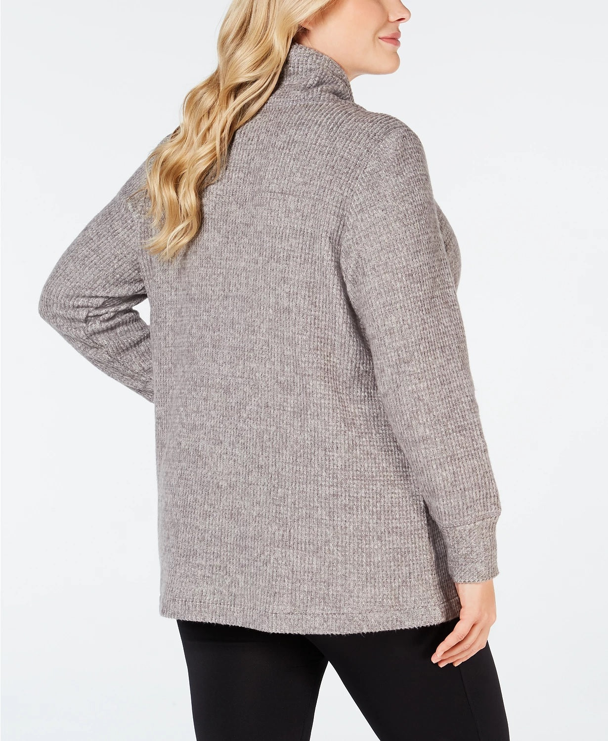 Ideology Women's Plus Size Cowl-Neck Tulip-Hem Top Dark Gray Size 1X