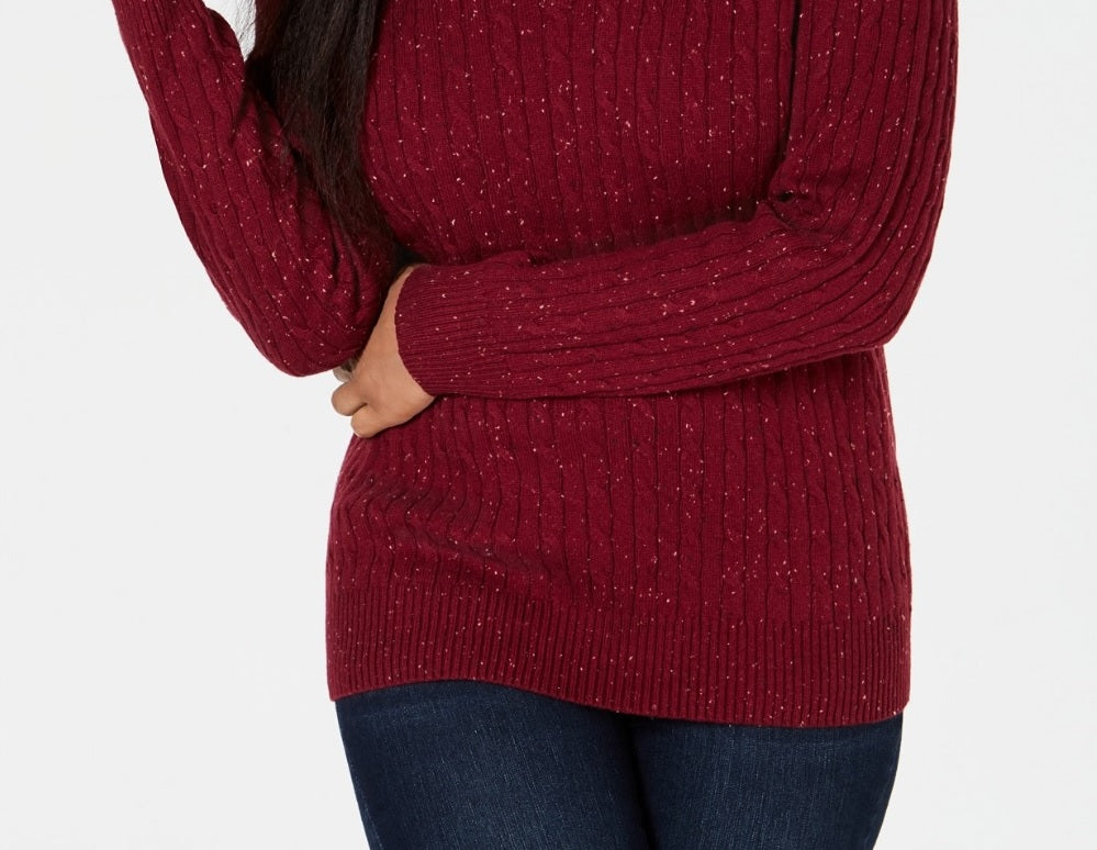Karen Scott Women's Cable-Knit V-Neck Sweater Red Size Large