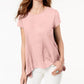 Style & Co Women's Handkerchief Hem T-Shirt Pink Size X-Small