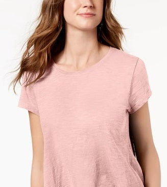 Style & Co Women's Handkerchief Hem T-Shirt Pink Size X-Small