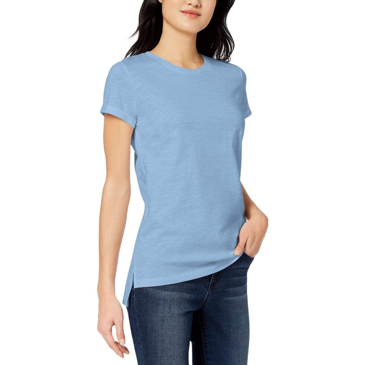 Maison Jules Women's High-Low T-Shirt Blue Size X-Small