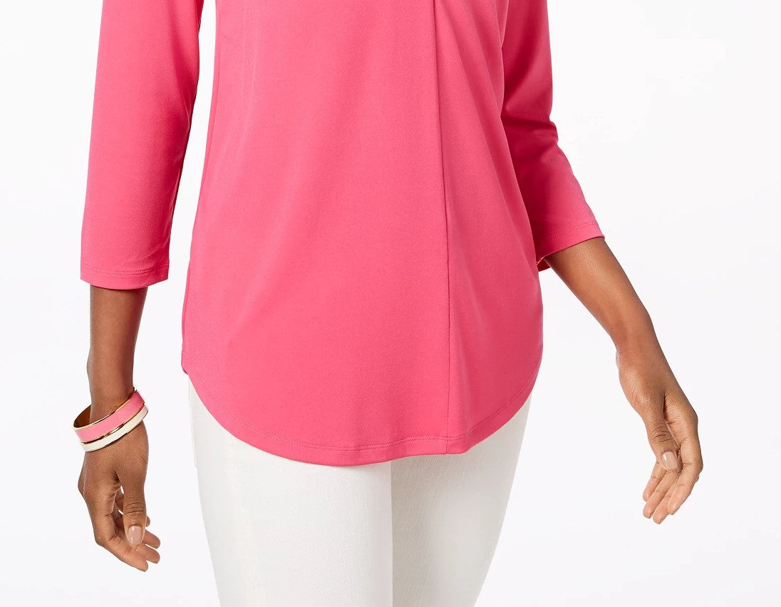Charter Club Women's 3/4-Sleeve Top Dark Pink Size Medium