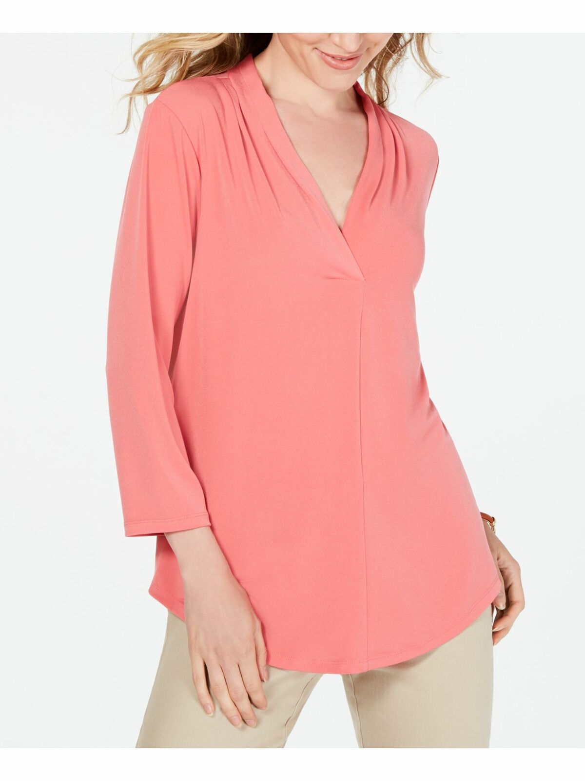 Charter Club Women's 3/4-Sleeve Top Dark Pink Size X-Large