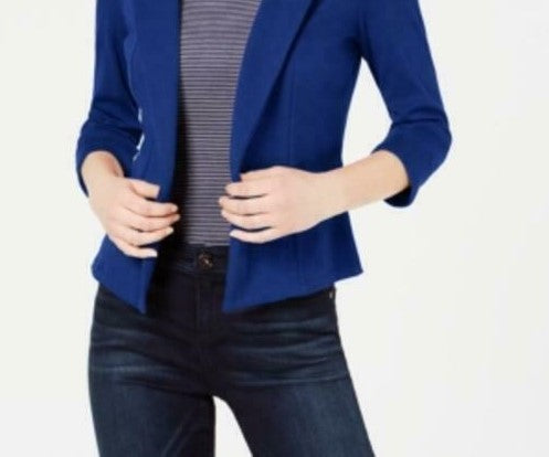 Maison Jules Women's 3/4 Sleeve Knit Blazer Navy Size Small