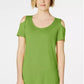 JM Collection Women's Cold Shoulder Swing T-Shirt Green Size Medium